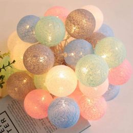 20 LED Wicker Cotton Ball LED String Fairy Lights WEDDING FESTOON COTTON