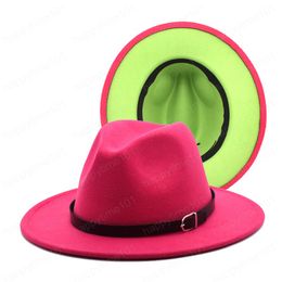 New Fashion Wool Fedora For Women Panama Gamble Belt Wide Brim Jazz Cap British Classic Travel Cowboy Hat