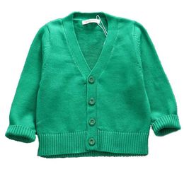Autumn Toddler Girl Sweater Baby Boy Clothes Girls Knitted V-Neck Cardigan Kids Candy Colours Christmas Children Tops 211201