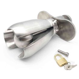 Anal toys Metal Openable Plugs Heavy Anus Beads Lock with Handles Sex Toy Adult Game Chastity Device A270 1125