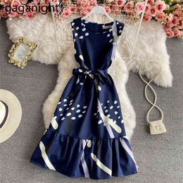 Sweet Women Sleeveless Mini Short Dress Fashion Sash Lady Chic Chiffon Girls Vestidos Arrivals Party Robe 210601