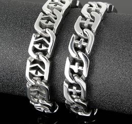 15mm 8.5'' Silver Casting Link Chain Bracelet 83G Stainless Steel Bangle Jewellery For Mens Women Boys Gifts