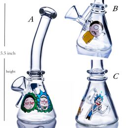 5.5 inch Mini Water Bongs Bubbler Dab Rgs Downstem cartoon 10 mm bowl recyler mini bong in stock free shipping