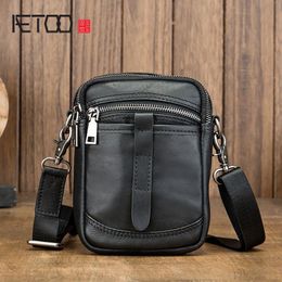 HBP AETOO Leather Men's Chest Bag, Multi-function Men's Shoulder Bag, Cowhide Mobile Phone Bag