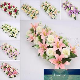 18Pcs/Set Artificial Dried Rose Lily Flowers DIY Arrangement Bridal Wedding Arch Stage Festive Party Garden Marriage Room Decor