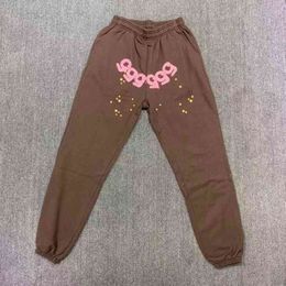 2022 New Brown Graffiti Spider Web Pattern 555555 Sweatpants Men Women 1 1 High Quality Sp5der Pants Joggers Drawstring Trousers