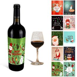 Gift Wrap 10Pcs Christmas Wine Bottle Label Sticker Waterproof Xmas Labels Champagne Creative
