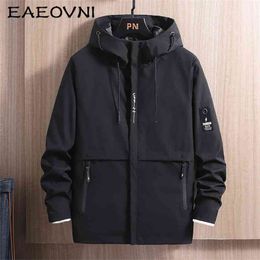 EAEOVNI Mens Hooded Jacket Autumn Winter Casual Hoodie Solid Colour Man Jackets Long Sleeve Japanese Streetwear Men Clothing 210818