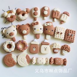 Cute Cat Ice Cream Milk Color Resin Jewelry Accessories Diy Hair Accessories Rubber Band Clip Handmade Material