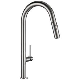 Brass Pull Out Kitchen Faucet Brushed Chrome and Black 360 degree rotation kitchen and cold water Sink taps Kitchen Faucet 211108