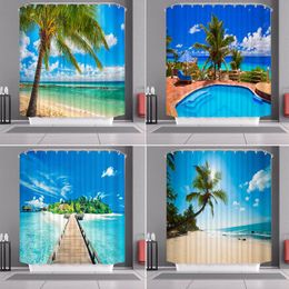 Shower Curtains Beautiful Beach Scenery Curtain Bathroom For Kitchen