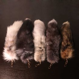 New Fashion Wolf Fox Tail Fur Keychains Unisex Pompom Pendant Car Keyring Holder Cute Key Chains Charm Bag Accessories Gifts G1019