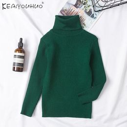 Casual Fashion Knitting Boys Girls Sweater Kids Baby High Collar T-shirt Pullover Boy Girl Outfit Children Parent-child Clothing 210308