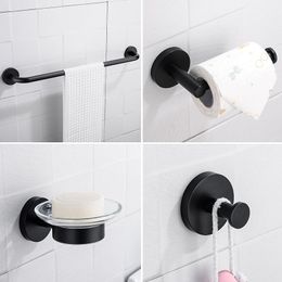 Bath Accessory Set Black Bathroom Accessories Stainless Steel Robe Hook Paper Holder Towel Bar Soap