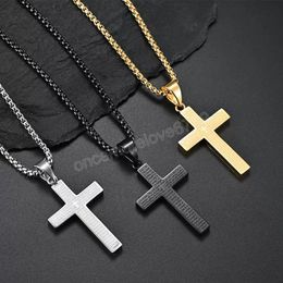 Wholesale Men's Titanium Steel Jesus Bible Cross Necklace Book Of Christian Faith Koran Cross Religious Pendant 60cm Chains