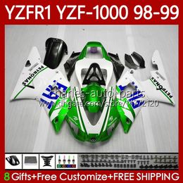 OEM Body Kit For YAMAHA YZF-1000 YZF-R1 YZF 1000 CC R 1 1998 1999 2000 2001 White green Bodywork 82No.122 YZF R1 1000CC 98-01 YZF1000 YZFR1 98 99 00 01 Motorcycle Fairing