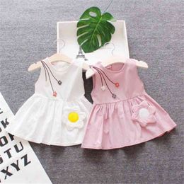 Infant Clothing Cute Flower Baby Girl Dress Summer Sleeveless Vest Cotton A Line Dress born Toddler Girl Clothes 3-24M 210713
