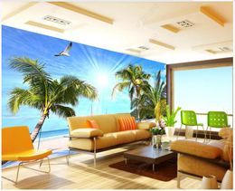 Custom wallpaper for walls 3d photo wallpapers murals Modern Beautiful Mediterranean beach tree landscape TV background wall papers home decor