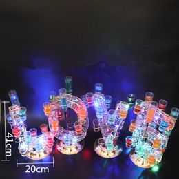 Luxury Rechargeable Luminous Light Up LOVE Shaped LED Cocktail Cup Holder Wine Glass Cup Holder for Wedding Party Decorations