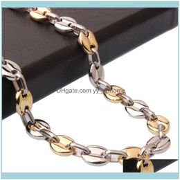 Necklaces & Pendants Jewelryarrive Fashion Mens Jewelry Sier Gold Two Tones Stainless Steel Coffee Bean Link Chain Necklace 8"-30" Chains Dr