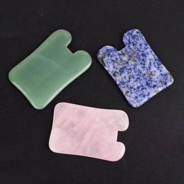 Square Jade Gua Sha Face Care Massager Natural Rose Quartz Guasha Scraper Acupuncture Jade Stone Massage Eye Facial Lifting Health Beauty