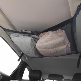 Car Organiser Roof Storage Auto Ceiling Bag Truck Net Double-Layer Mesh Pocket Camping Accessories