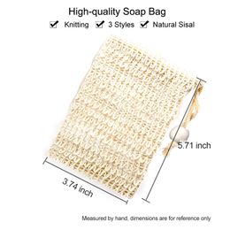 Bath Tools Exfoliating Saver Bag Natural Sisal Soap Savers Mesh Pouch 3 Style Foaming Drawstring for Bath & Shower Use WH0372