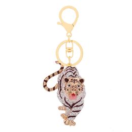 Cute Tiger Keychains PU Leather Rope Key Rings Punk Style Pendant Animal Keychains For Women Child Men's Car Key Chain G1019