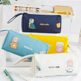 Pencil Bags Japanese Brand Lovely Cartoon Bag Kawaii Portable Zipper Stationery Box Cases Simple Office School Supplies