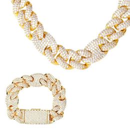 Topgrillz - New Lock, Miami, Chain with Bracelet and Necklace, Aaa Cubic Zirconia Jewellery Set, Cz Hip Hop, Cz Q0809