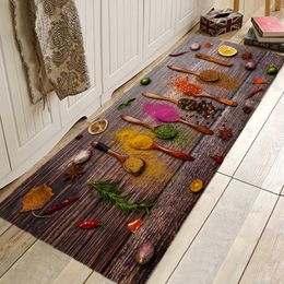 Kitchen Season Strawberry Printing Pattern Kitchen Entrance Door Mat Anti-Slip Floor Rug Bathroom Area Hallway Free Shipping 210301