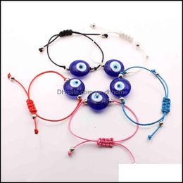 Charm Bracelets Jewellery European Adjustable Wax Rope Turkish Blue Glaze Evil Ey Bracelet Drop Delivery 2021 Uckam
