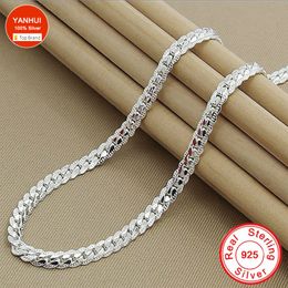 YANHUI 925 Sterling Silver 5mm Full Sideways Necklace 18/20/22/24 Inch Chain For Woman Men Fashion Wedding Engagement Jewellery Q0531