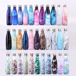 Wooden texture water bottle star sky coke bottles Stainless steel insulated cup marble Vacuum water cups outdoor sports gift cupZC315