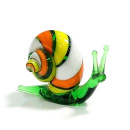 Handmade Murano Glass Snail Miniature Figurines Ornaments Cute Animal Craft Collection Home Garden Decor Year Gifts For Kids 211108