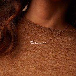 Designer Necklace Luxury Jewelry Women's Fashion Personalized Custom Name Stainless Steel Rose Gold Nameplate Pendants Friend Gifts Collier