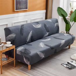 Modern Armless Folding Sofa Bed Cover Plaid Elastic Futon Large Seat Slipcovers Bedspread for Living Room Without Arms 211116
