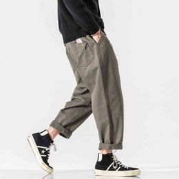 Autumn 2021 cotton trousers men's loose large elastic waist overalls Korean fashion Haran sports casual pants brand men's wear H1223