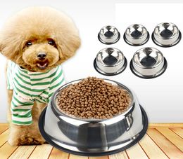 Stainless Steel Dog Cat Bowl Non-Slip Durable Outdoor Food Feeder Water Bowls For Small Medium Large Dogs Pet Feeding Drinking Supplies WLL8