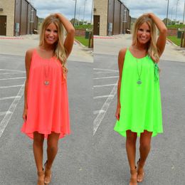 Women beach dresses fluorescence female summer dress chiffon voile women dress summer style women clothing plus size