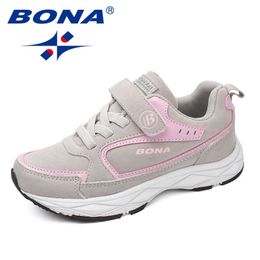 BONA New Classics Style Children Casual Shoes Synthetic Boys Loafers Hook & Loop Girls Flats Comfortable Light Free Shipping 210312