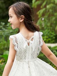 Sweet Kids White Lace Dresses for Girls 6 8 10 12 years Sleeveless Summer Princess Clothing Teen Girl Party Birthday Dress Q0716