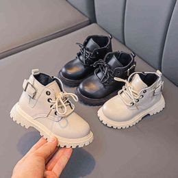 Boy Boots for Kids Shoes Leather Girls Booties Baby Toddler Boot Soft Sole Non-slip Walkers Running Fashion Children's Shoes 211108