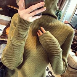 Maglione dolcevita da donna moda Abbigliamento invernale e manica lunga vestibilità slim fondo lavorato a maglia maglione tinta unita da donna 211221