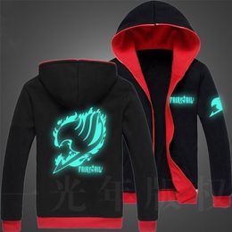 Autumn Men Fairy Tail Glow Hoodie Hooded Zipper Streetwear Hip Hop Sweatshirt Harajuku Anime Hoodies Men College Fashion Hoodies 201020