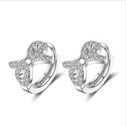 Hoop & Huggie KOFSAC Fashion Exquisite Zircon Bow-Knot Earring Jewelry 925 Sterling Silver Earrings For Women Valentine's Day Gifts