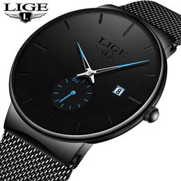 LIGE Men Watches Top Brand Luxury Men Wristwatch Fashion Casual Ultra-Thin Minimalist Watch Quartz Date Clock Relogio Masculino 210527