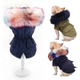 Warm Winter Dog Clothes Luxury Fur Dog Coat Hoodies for Small Medium Dog Windproof Pet Clothing Fleece Lined Puppy Jacket 211106