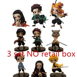 Demon Slayer Action Figures Nezuko Zenitsu Tanjirou Giyuu Inosuke Kyoujurou Q Ver Kimetsu no Yaiba Anime Figurine PVC Toy Set C0220