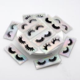 Super Soft Natural False Lashes 12 Styles Wispy Faux 3d Mink Eyelashes Fluffy Thick Crossed Curl Fake Eye Lash Extension with Portable Individual Eye-Lash Package Box